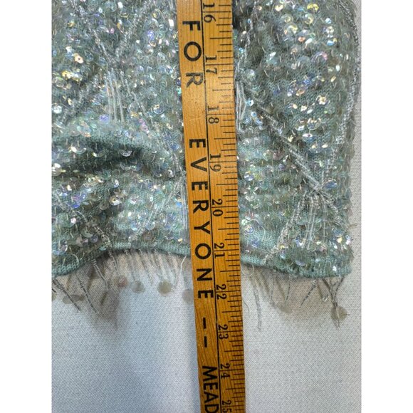 Vintage 100% Wool Sequined Beaded Tank Top Made In Hong Kong - Picture 4 of 16